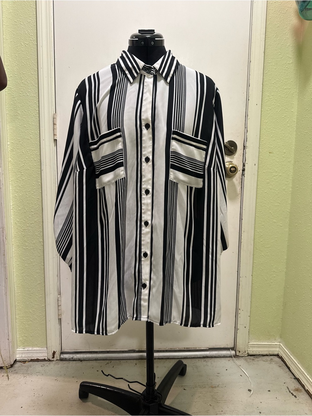 Alyx Black and White Striped Button-Down Shirt